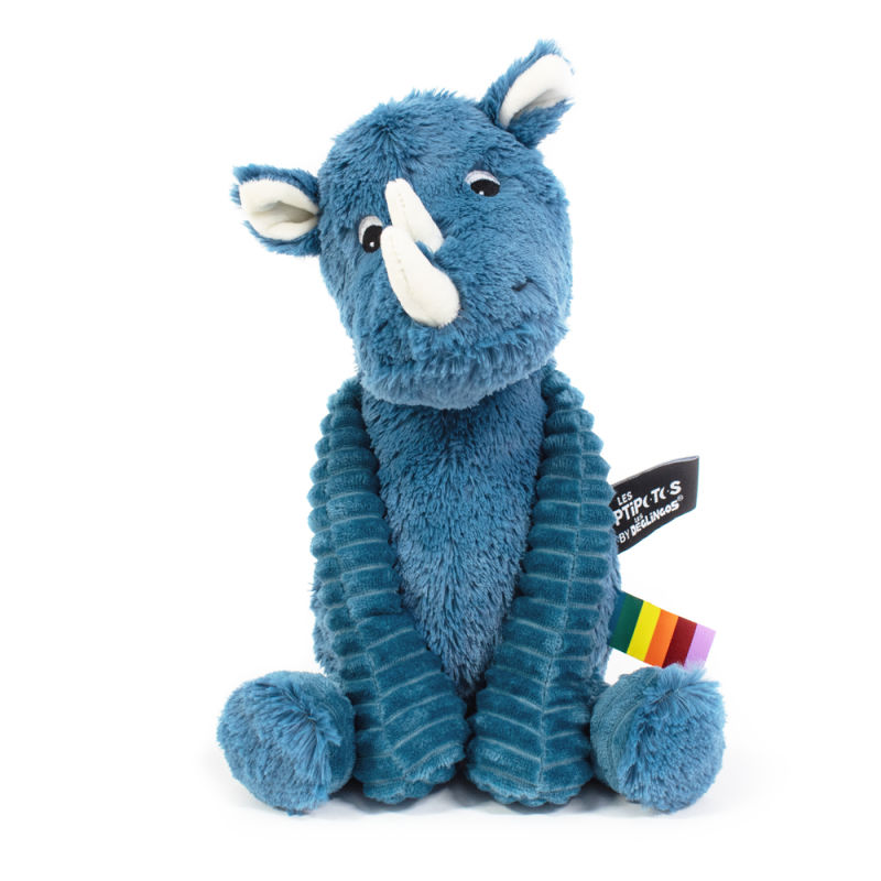 The deglingos - les ptipotos - grobisou the rhinoceros blue - soft toy 30 cm 
